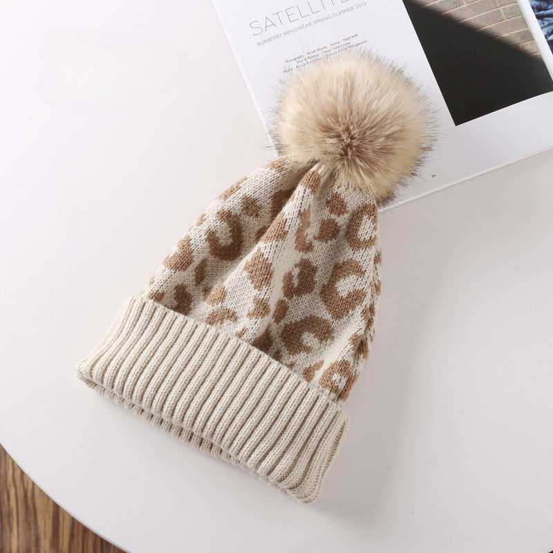 Gorro de pompom impresión de leopardo al por mayor